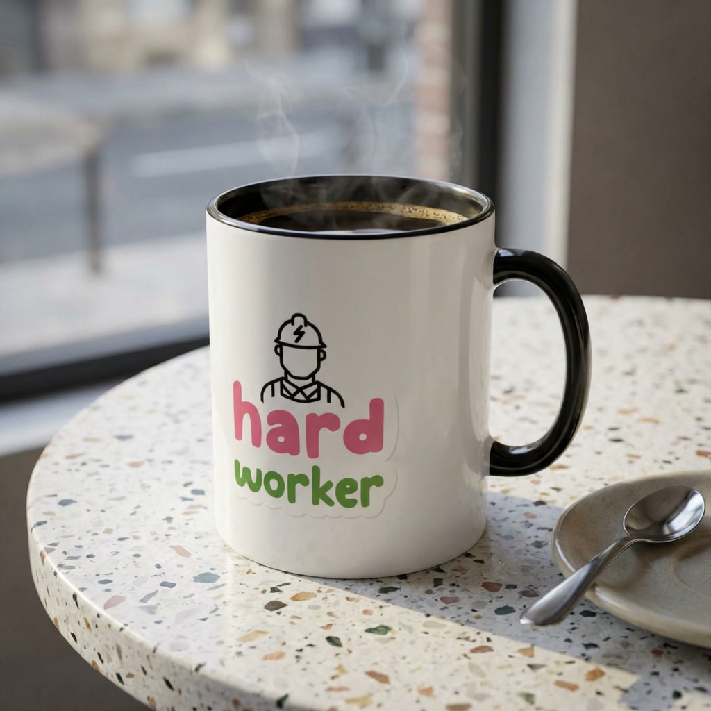 Hard Worker Coffee Mug — Cute Construction Worker Accent Mug (11/15oz)