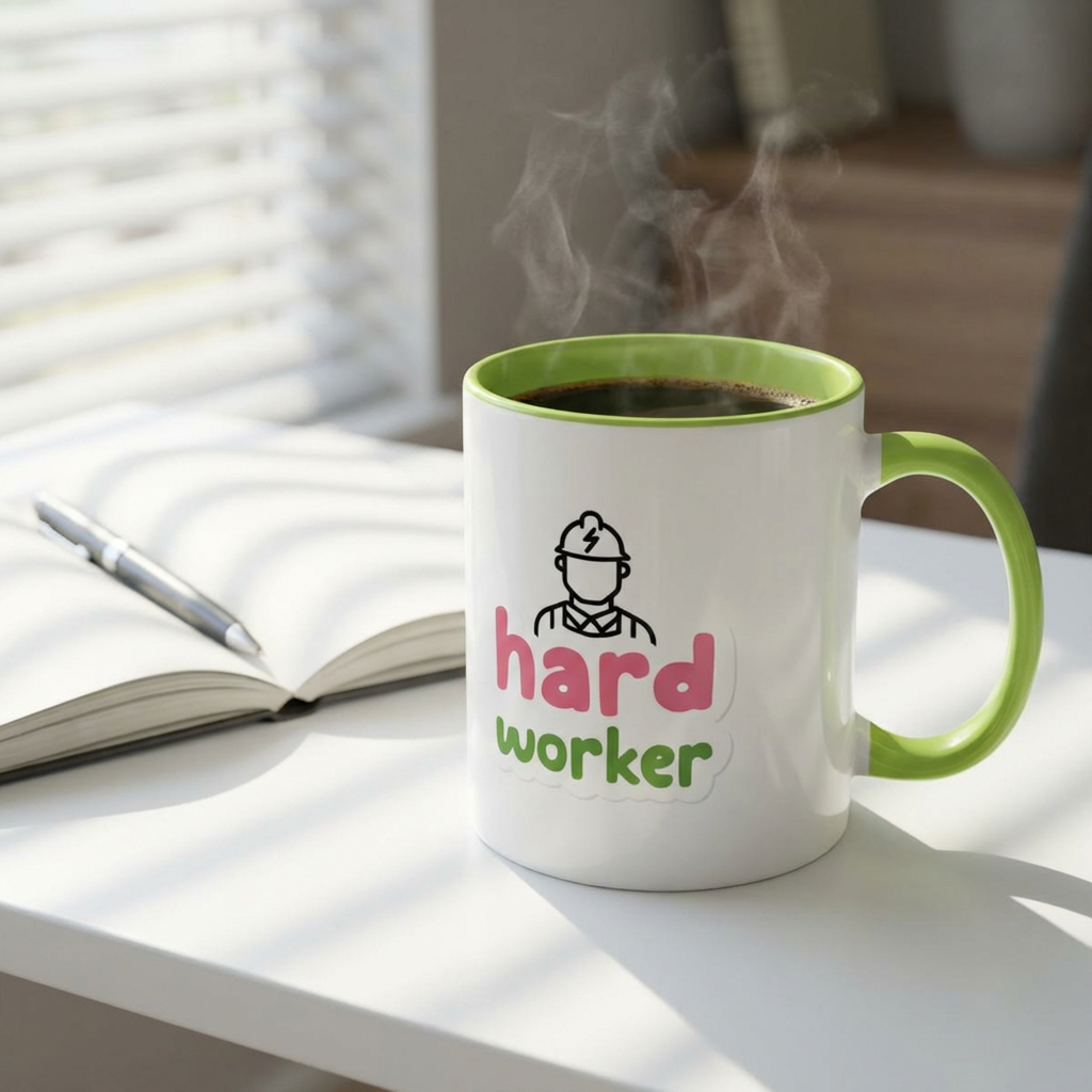 Hard Worker Coffee Mug — Cute Construction Worker Accent Mug (11/15oz)